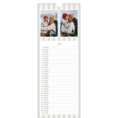 Køkkenkalender  — Skrift og striber [kalender forside]