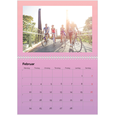 Fotokalender A4 dobbelt (30 x 40 cm) — Pastelfarver [Februar]