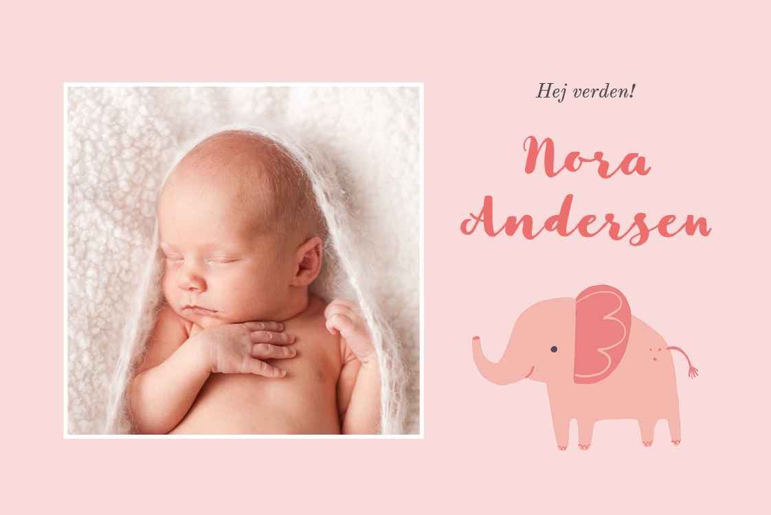 Invitationer — Lyserød elefant