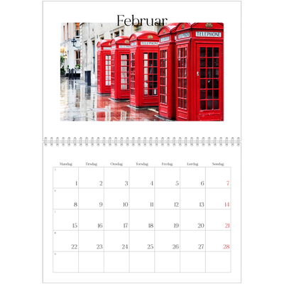 Fotokalender A4 dobbelt (30 x 40 cm) — Min rejseskildring [Februar]
