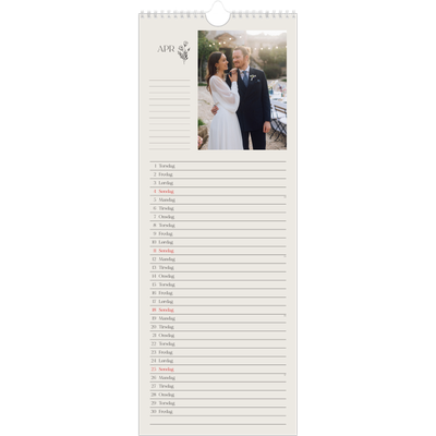 Køkkenkalender  — Initialer i blomst [April]