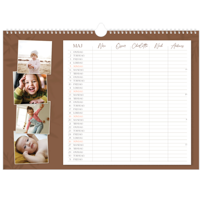 A3 Foto Kalender — Jordnært design - Familie på 5 [kalender forside]