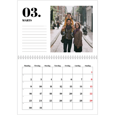 Fotokalender A4 dobbelt (30 x 40 cm) — Serif og øjeblikke [Marts]