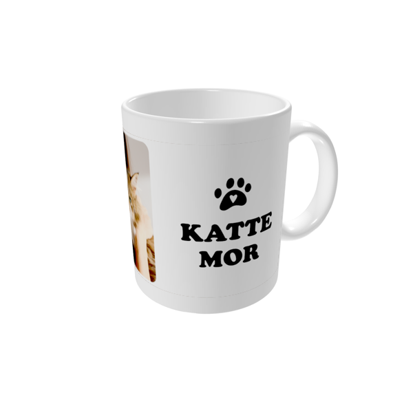 Krus med billede — Kattemor - hvid