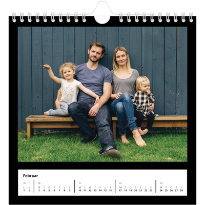 Årskalender kvadratisk — Sort ramme [Februar]
