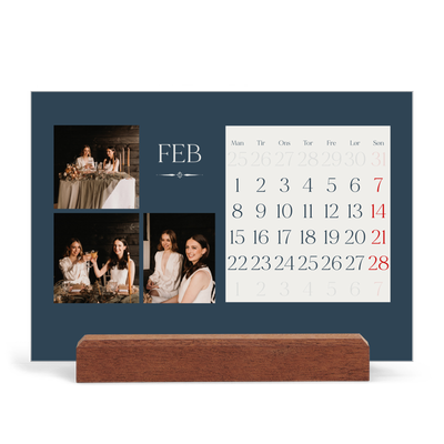 Staffeli kalender - liggende  — Skifer & seriffer [Februar]