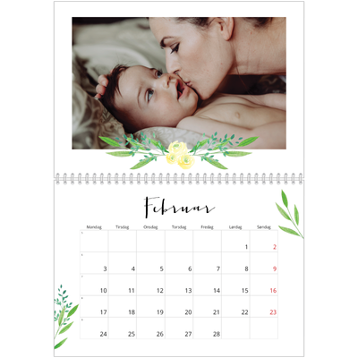 Fotokalender A4 dobbelt (30 x 40 cm) — Blomsterillustrationer [Februar]