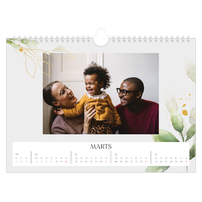 Fotokalender A4 — Naturlig akvarel [Marts]