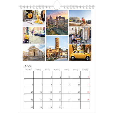 Fotokalender A4 (20 x 30 cm) — Billedgitter [April]
