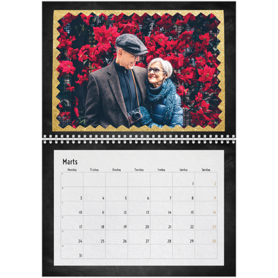 Fotokalender A4 dobbelt (30 x 40 cm) — Rammer med glitter [Marts]