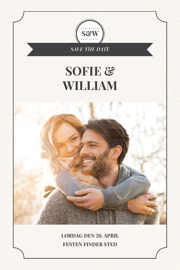 Save the date — Stempel med initialer