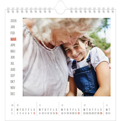 Årskalender kvadratisk — Røde højdepunkter [Marts]