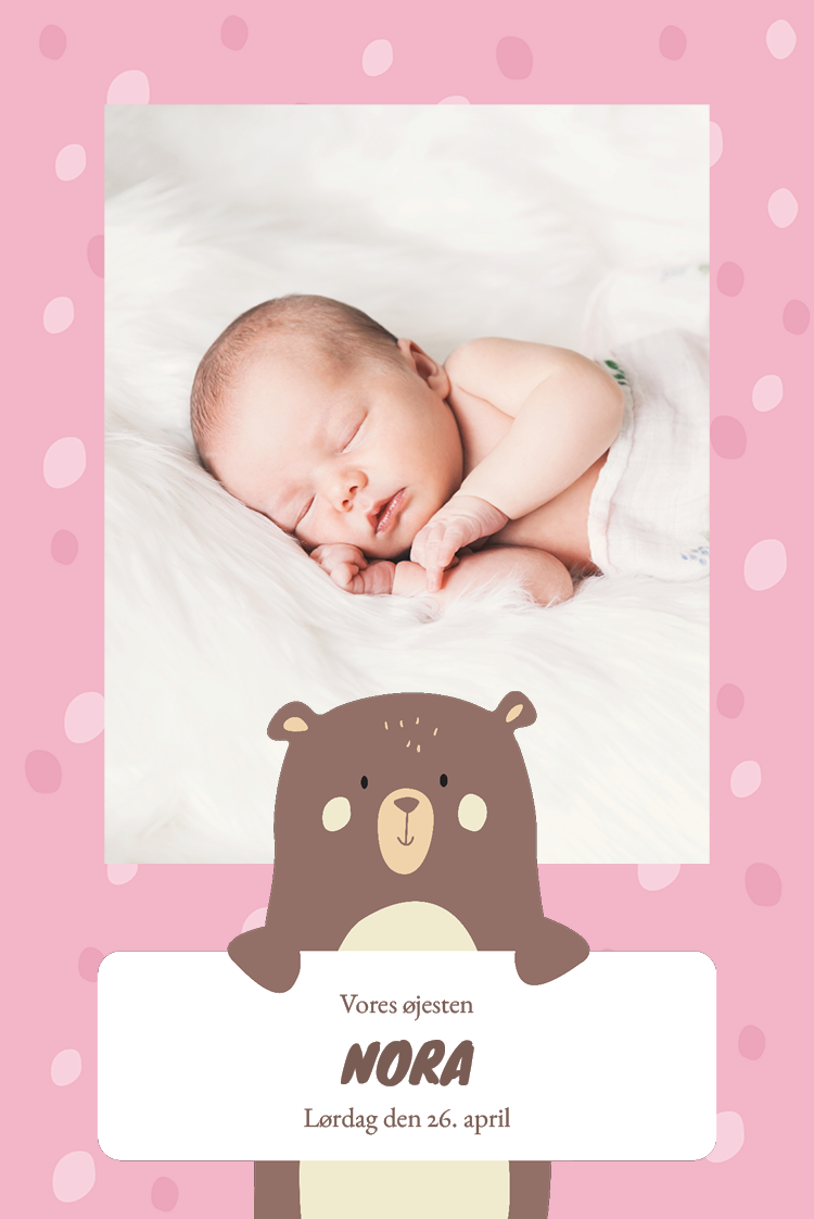 Invitationer — Babybjørn - lyserød