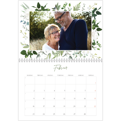 Fotokalender A4 dobbelt (30 x 40 cm) — Klassiske blomster [Februar]