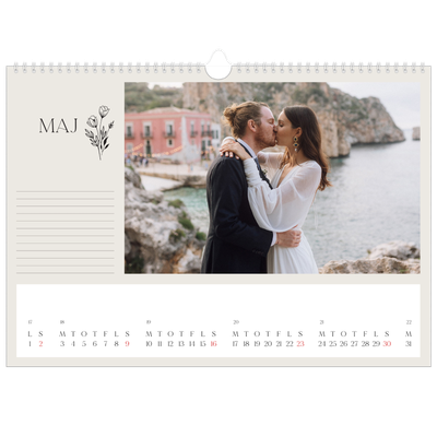 A3 Foto Kalender — Initialer i blomst [Maj]