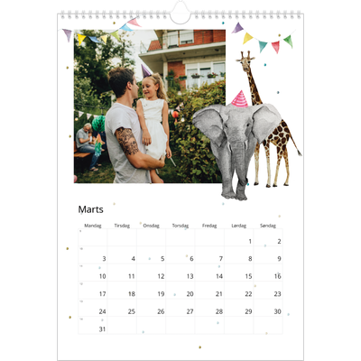 Årskalender A3 — Akvarel dyr [Marts]