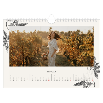 Fotokalender A4 — Blek & blomst [Februar]