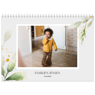 Fotokalender A4 dobbelt (30 x 40 cm) — Naturlig akvarel [kalender forside]