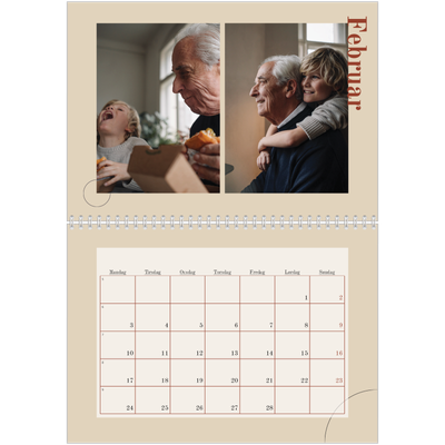Fotokalender A4 dobbelt (30 x 40 cm) — Asymmetrisk tekst [Februar]