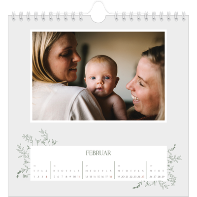 Årskalender kvadratisk — Håndtegnet blomster [Februar]