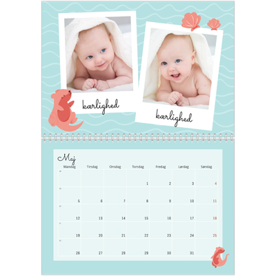 Fotokalender A4 dobbelt (30 x 40 cm) — Søde dyr [kalender forside]