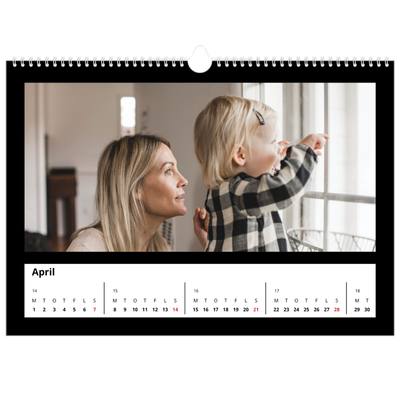A3 Foto Kalender — Sort ramme [April]