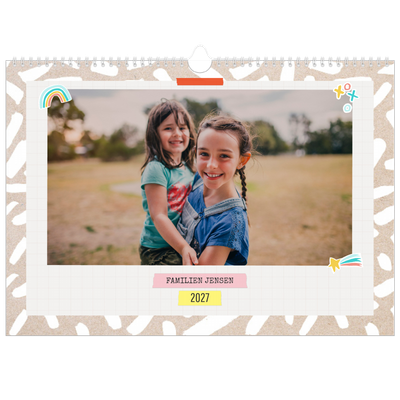 A3 Foto Kalender — Rustik familiekalender - familie på 5 [kalender forside]
