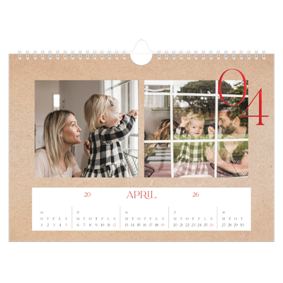 Fotokalender A4 — Røde elementer [April]