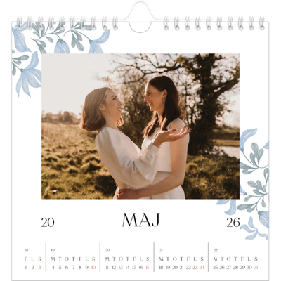 Årskalender kvadratisk — Elegant blomstret [kalender forside]