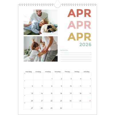 Årskalender A3 — Farverige fonter [April]
