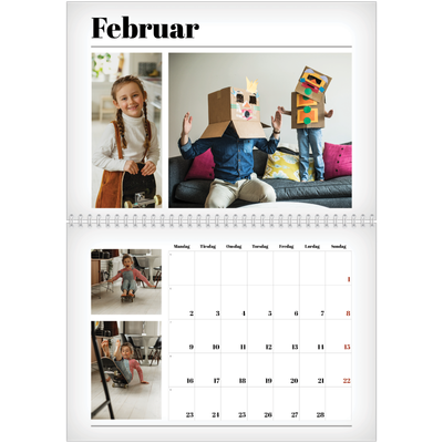 Fotokalender A4 dobbelt (30 x 40 cm) — Avisstil [Februar]
