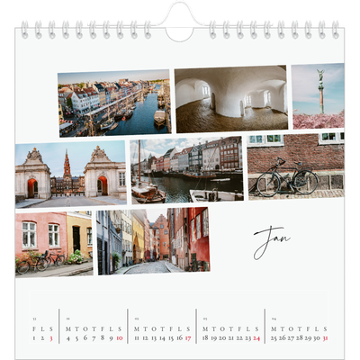 Årskalender kvadratisk — Byferie (hvid) [Januar]
