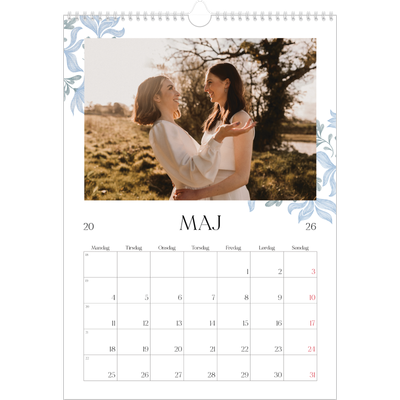 Årskalender A3 — Elegant blomstret [kalender forside]