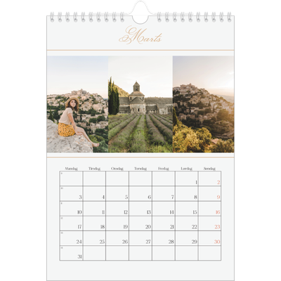 Fotokalender A4 (20 x 30 cm) — Elegant guld [Marts]
