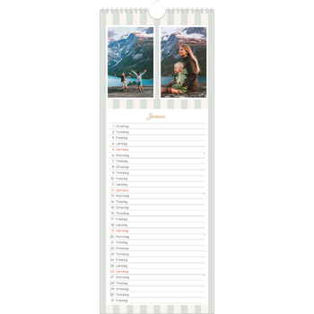 Køkkenkalender (15 x 40 cm) — Skrift og striber