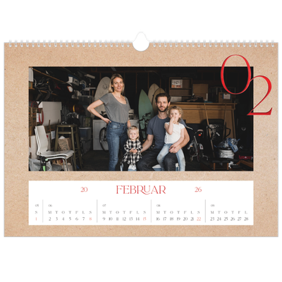 A3 Foto Kalender — Røde elementer [Februar]