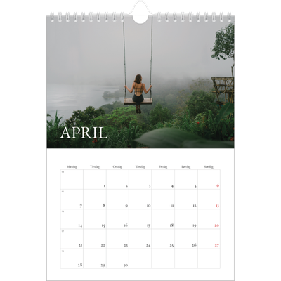 Fotokalender A4 (20 x 30 cm) — Simpel serif [April]