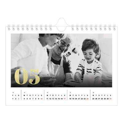A5 Foto Kalender — Store tal i glitter [kalender forside]