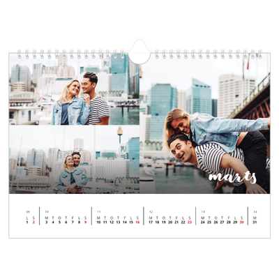 Fotokalender A4 — Simpel skrift [Marts]