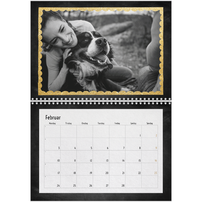Fotokalender A4 dobbelt (30 x 40 cm) — Rammer med glitter [Februar]