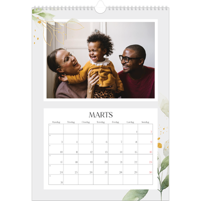 Årskalender A3 — Naturlig akvarel [Marts]