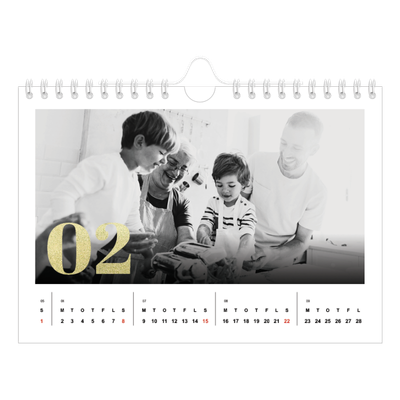 A5 Foto Kalender — Store tal i glitter [Februar]