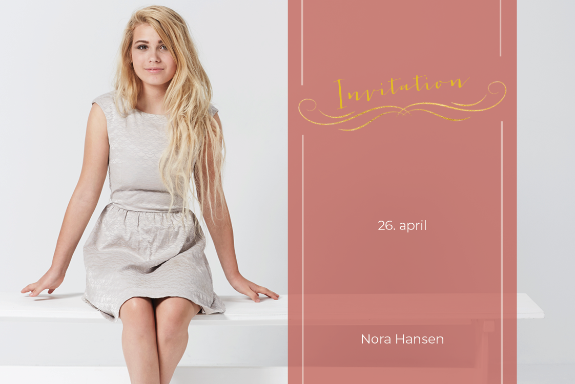 Invitationer — Vintage lyserød bånd