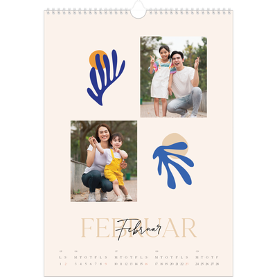 Årskalender A3 — Minimalistisk koral [Februar]