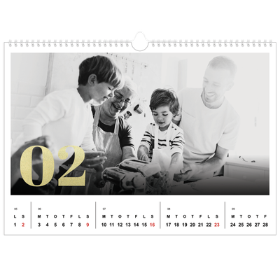 A3 Foto Kalender — Store tal i glitter [Februar]