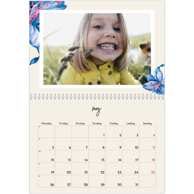 Fotokalender A4 dobbelt (30 x 40 cm) — Malte blomster [kalender forside]