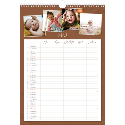 Familiekalender A3  — Jordnært design - Familie på 5 [kalender forside]
