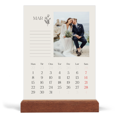 Staffeli kalender - stående  — Initialer i blomst [Marts]