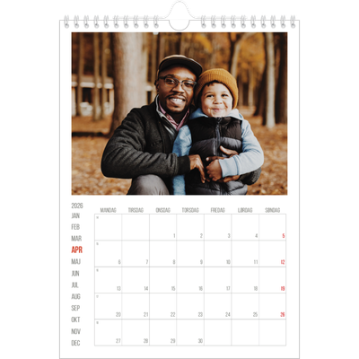 Fotokalender A4 (20 x 30 cm) — Røde højdepunkter [April]