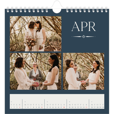 Årskalender kvadratisk — Skifer & seriffer [April]